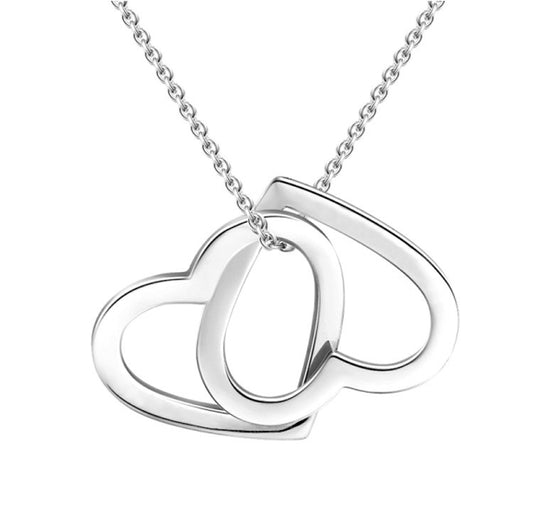 Personalized Customization Of Double Heart Necklace Lettering