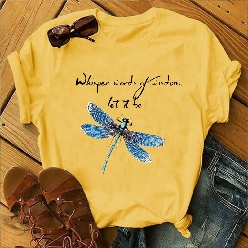 Let It Be Cute Bee Letter Alpaca Casual T-shirt