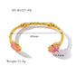 Retro Titanium Steel Plated 18K Bilateral Oval Color Natural Stone Open Irregular Adjustable Bracelet