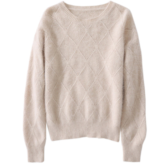 Hollow Round Neck Mink Sweater Women