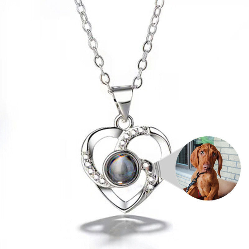 Collana con proiezione fotografica colorata romantica in argento S925 stampata su richiesta