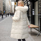 Winter Long Coat With Thickened Fur Collar Straight Slim Cotton-padded Jacket