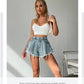 High Waist Loose-fitting Tassel Denim Shorts For Women