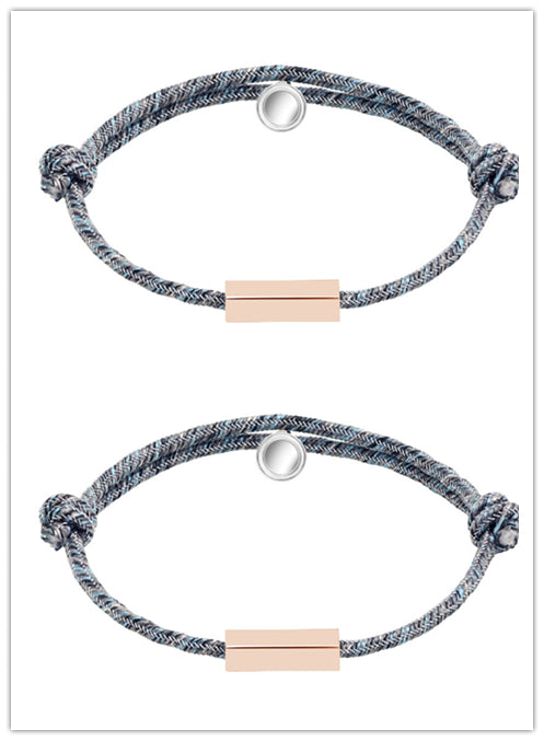 Bracciale con nome personalizzato. Il magnete del pegno dell'amore eterno si attrae a vicenda. Bracciale per coppie in acciaio inossidabile