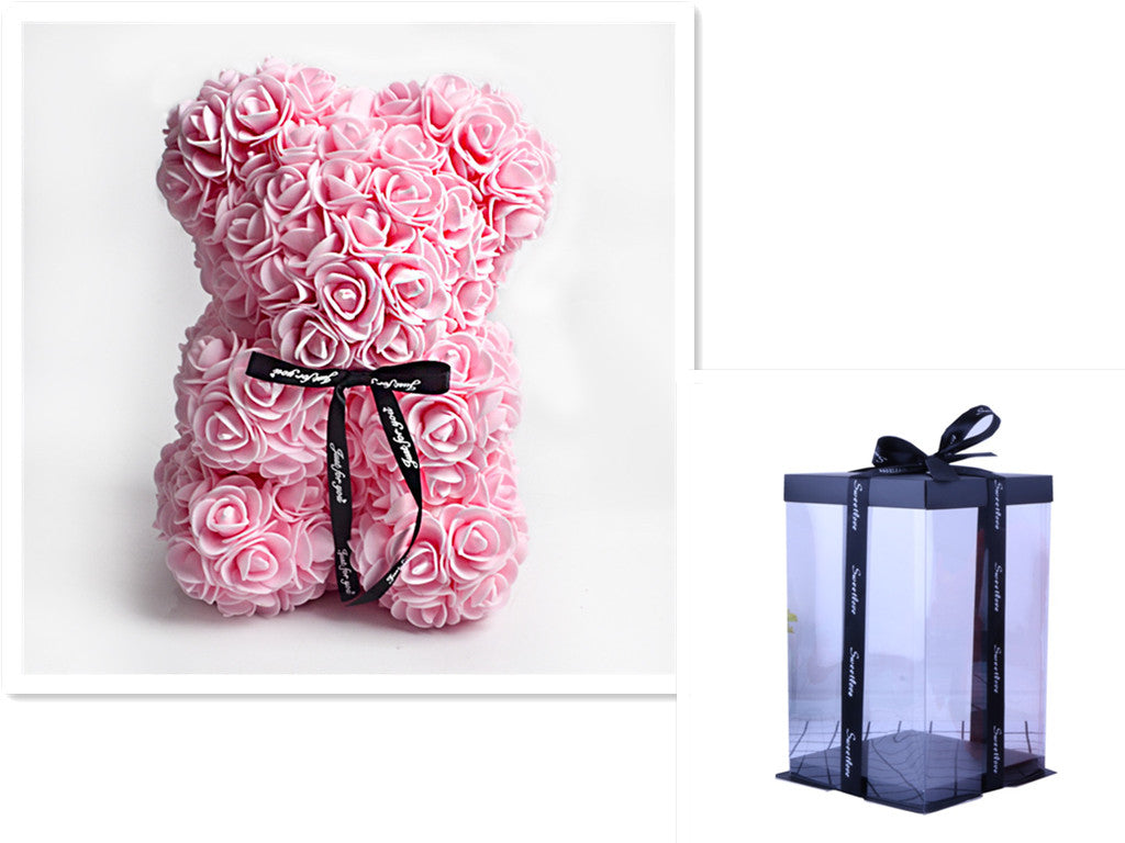 Love Gift Rose Bear Eternal Flower Rose Teddy Bear PE Foam Bear 25cm