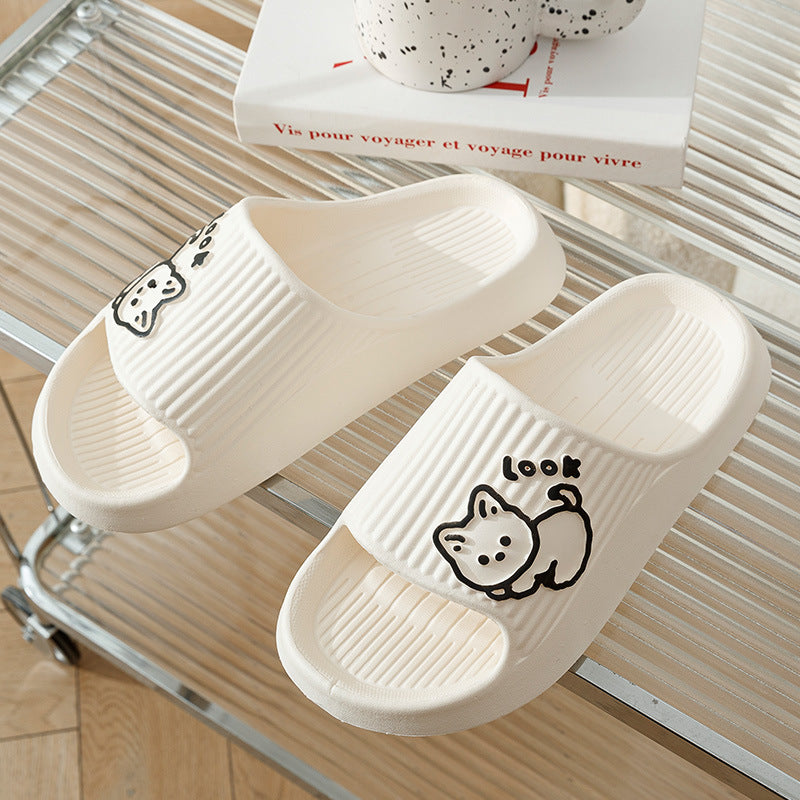 Cute Cat Slippers Summer  Shoes Bath Thick Platform Non-Slip Slides Indoor Outdoor