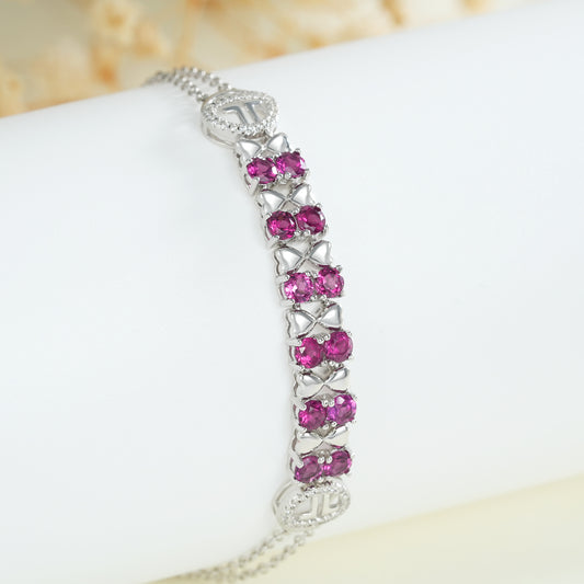 Bracciale in argento sterling S925 con granato viola, moda donna, gioielli di lusso leggeri con zirconi