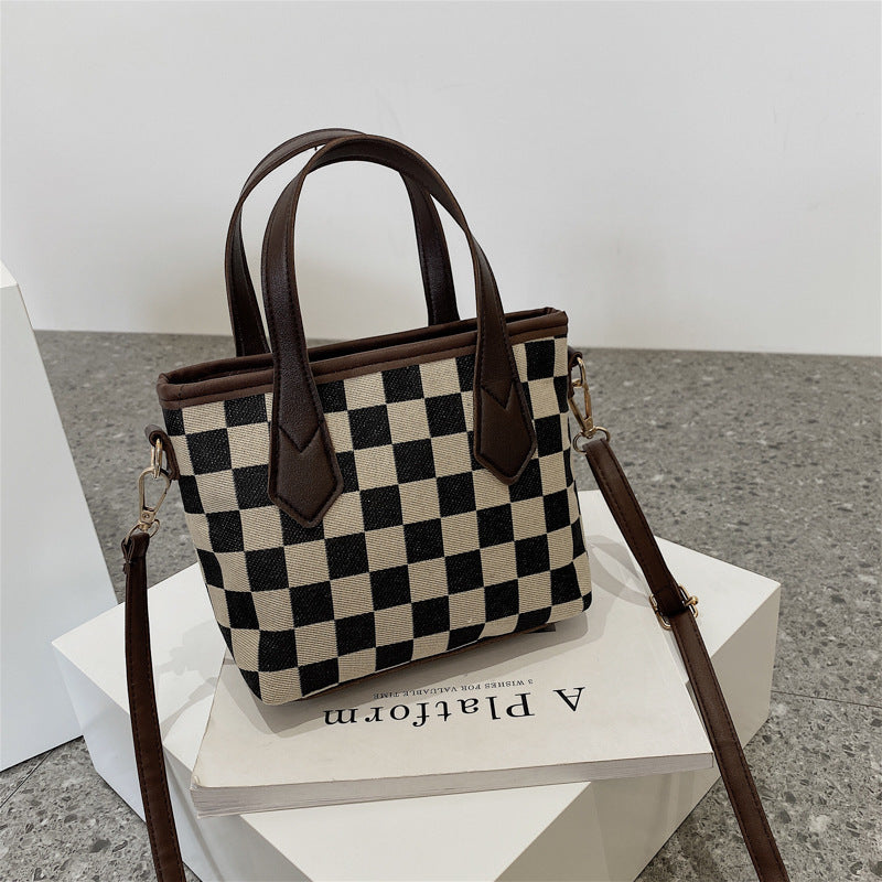 Fashion Houndstooth Shoulder Bags Portable Checkerboard Handbags