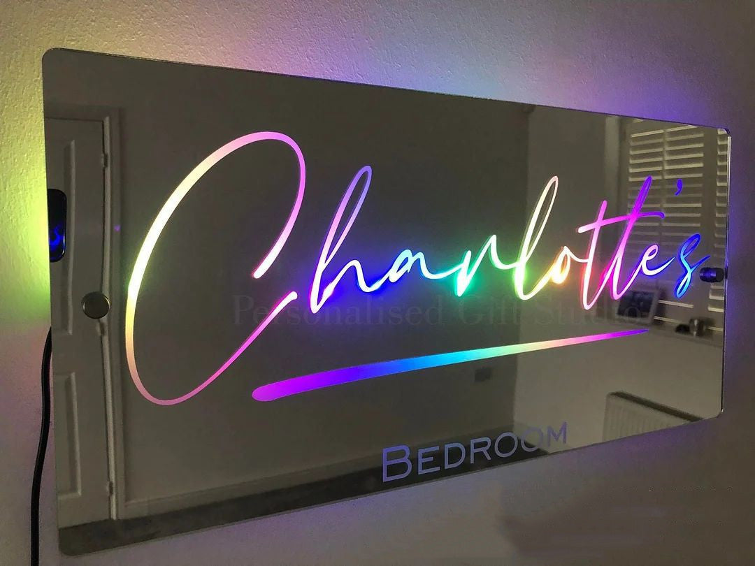 Personalized Name Bedroom Decor Illuminated Mirror