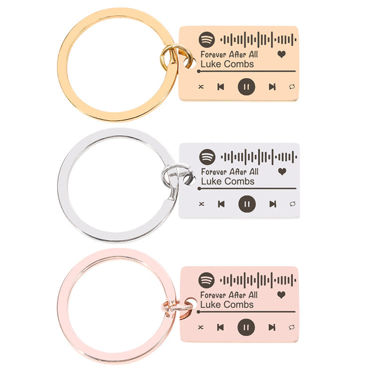 Personalized DIY Custom Music Scan Code Keychain Stainless Steel