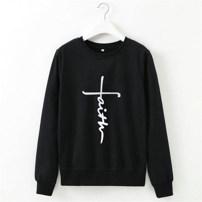 Street Style Letter Printing Long-sleeved Round-neck Pullover