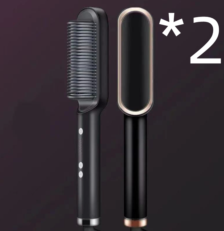 Neue 2 In 1 Haarglätter Heißer Kamm Negative Ionen Curling Tong Dual-zweck Elektrische Haar Bürste