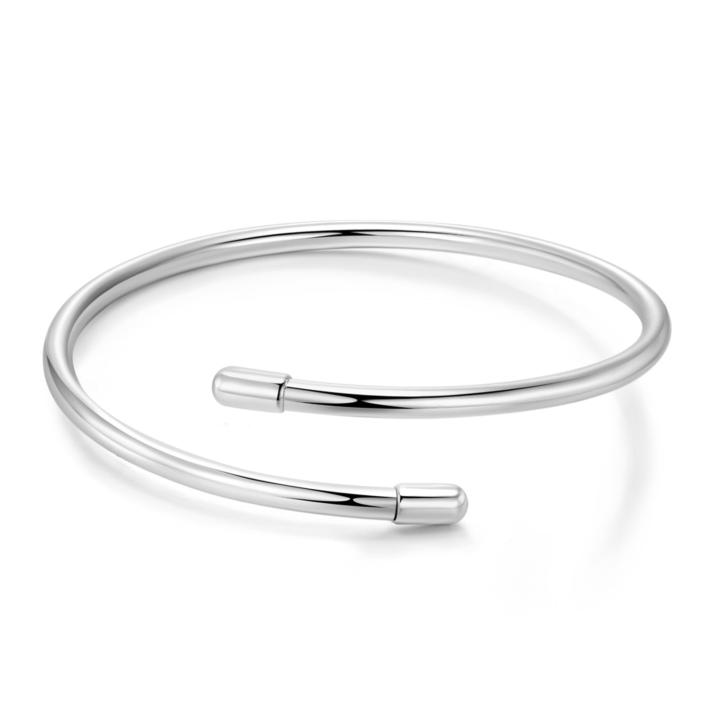 Bracciale regolabile in argento sterling per tutto il corpo S925 Bracciale con base liscia da 3 mm