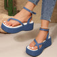 Summer Denim Thong Sandals Fashion Thick-soled Flat Shoes