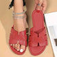 Square Toe Flat Sandals Summer Hollow Out