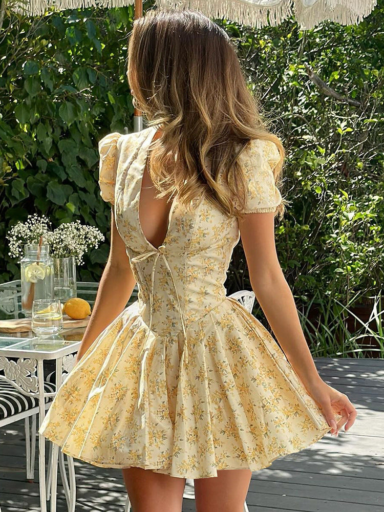 Fashion Pleated Floral Dress