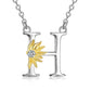 Sterling Silver Initial Alphabet Sunflower A Letter Script Name Pendant Necklace