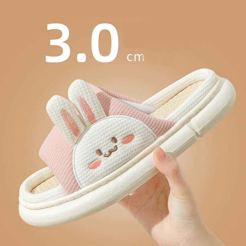 Cute Rabbit Slippers Linen House Shoes