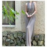 Women's Chiffon V-neck Halter Dress