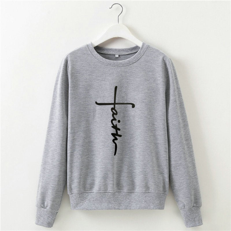 Pullover girocollo a maniche lunghe con stampa di lettere street style