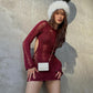 Fashion Slim Fit Hollow Long Sleeve Dress Y2K Sexy Backless Hip-hugging Short Dresses