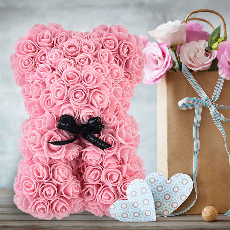 Liebesgeschenk Rosenbär Ewige Blume Rose Teddybär PE-Schaumbär 25 cm