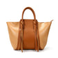 Leather Portable Tassel Tote Bag For Women