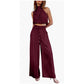 Summer Suits Casual Sleeveless Midriff-baring Top And Wide Leg Pants 2pcs Set