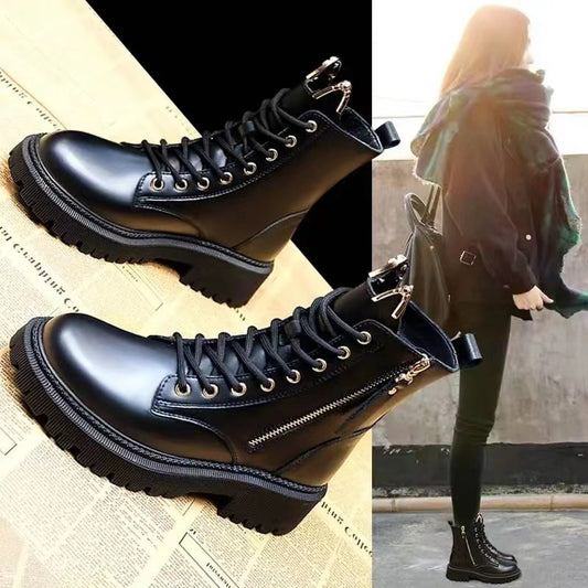 Stivali Dr Martens da donna in pelle sottile invernale traspirante foderati in pile