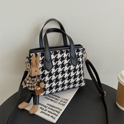 Fashion Houndstooth Shoulder Bags Portable Checkerboard Handbags