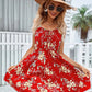 Floral Print Suspender Dress With Elastic Waist Design