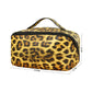 Borsa porta trucchi in pelle PU leopardata da donna, grande capacità, multifunzionale