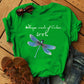 Let It Be Cute Bee Letter Alpaca Casual T-shirt