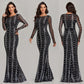 Sequins Maxi Dress Long Sleeve Female Party Dresses