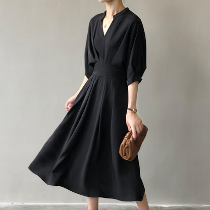 V-neck Dresses Temperament Waist