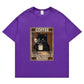 T-shirt stampata con poster stampato a maniche corte alla moda, magliette casual