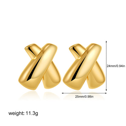 Orecchini Orecchini a bottone a forma di X con croce paffuta Orecchini semplici
