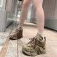 New Leather Lace Up Sponge Thick Soled For Women