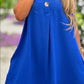 Summer V-neck Sleeveless Dress With Button Decoration Solid Color