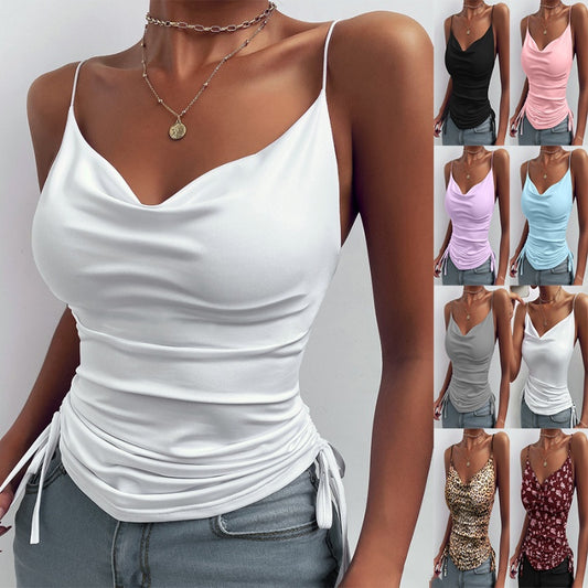 Spaghettiträger-Tops V-Ausschnitt Camisole-Shirts