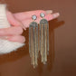 Silver Needle Exquisite Full Diamond Long Fringe Earrings Women