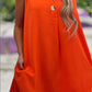 Summer V-neck Sleeveless Dress With Button Decoration Solid Color