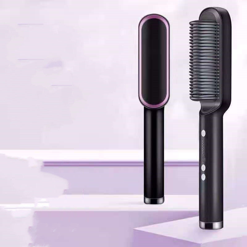 Neue 2 In 1 Haarglätter Heißer Kamm Negative Ionen Curling Tong Dual-zweck Elektrische Haar Bürste