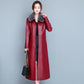 Ladies Fashion Thin Leather Trench Coat Coat