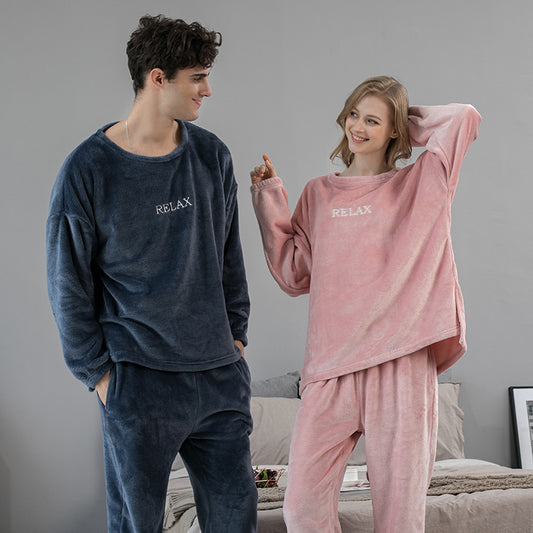 Flanell-Pyjama-Sets, Winter-Hauskleidung für Damen und Herren, Nachtwäsche, Paar