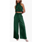 Summer Suits Casual Sleeveless Midriff-baring Top And Wide Leg Pants 2pcs Set