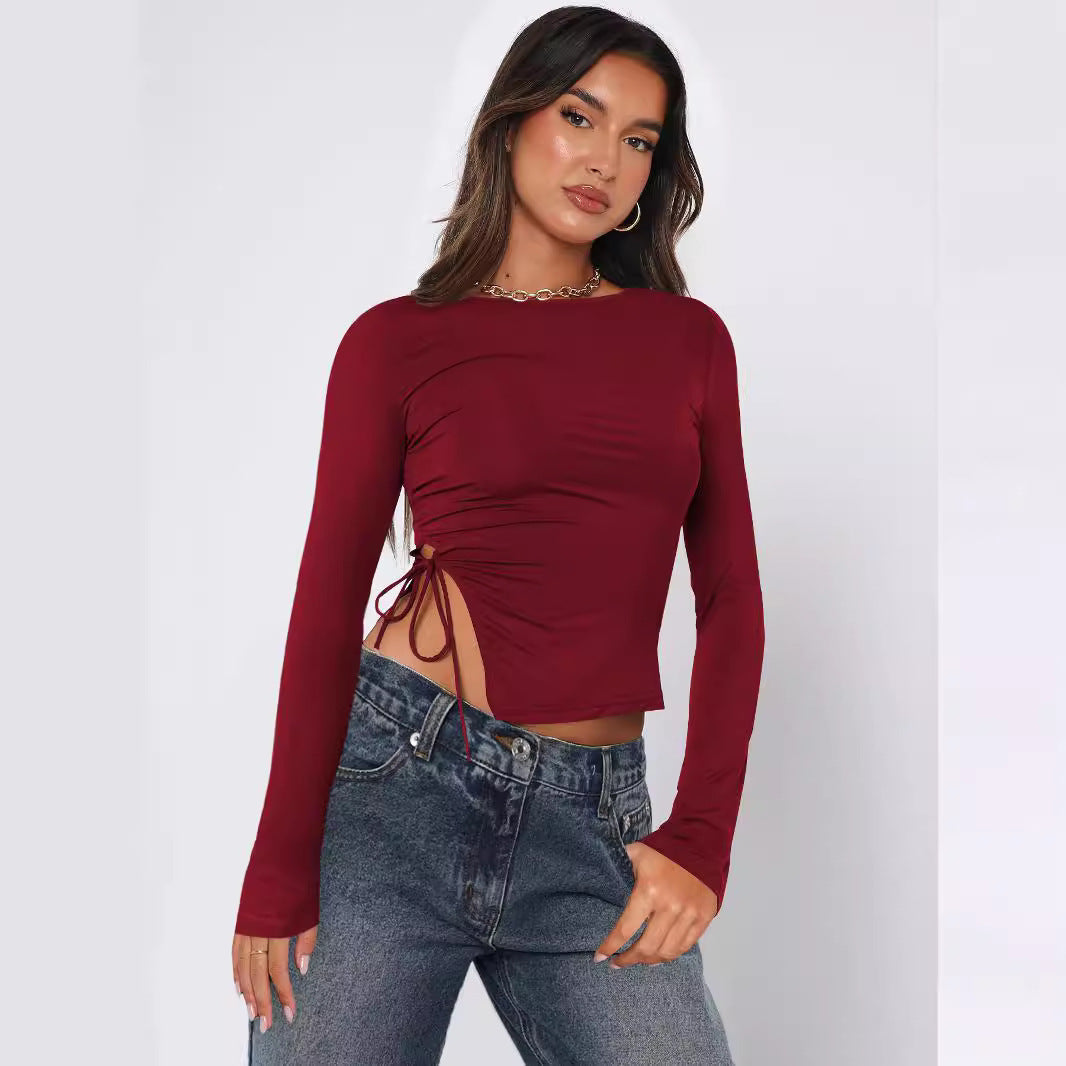 Women's Drawstring Off-shoulder Top