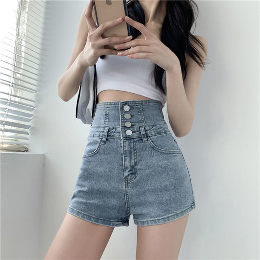 Summer High Waist Denim Rope Shorts