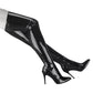 Modische, elastische, glänzende PU-Schlank-High-Heels-Stiefel