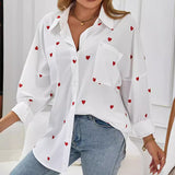 Camicia allentata Love stampata casual da donna esterna